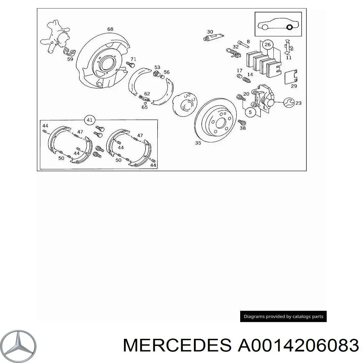 A0014206083 Mercedes suporte traseiro de freio