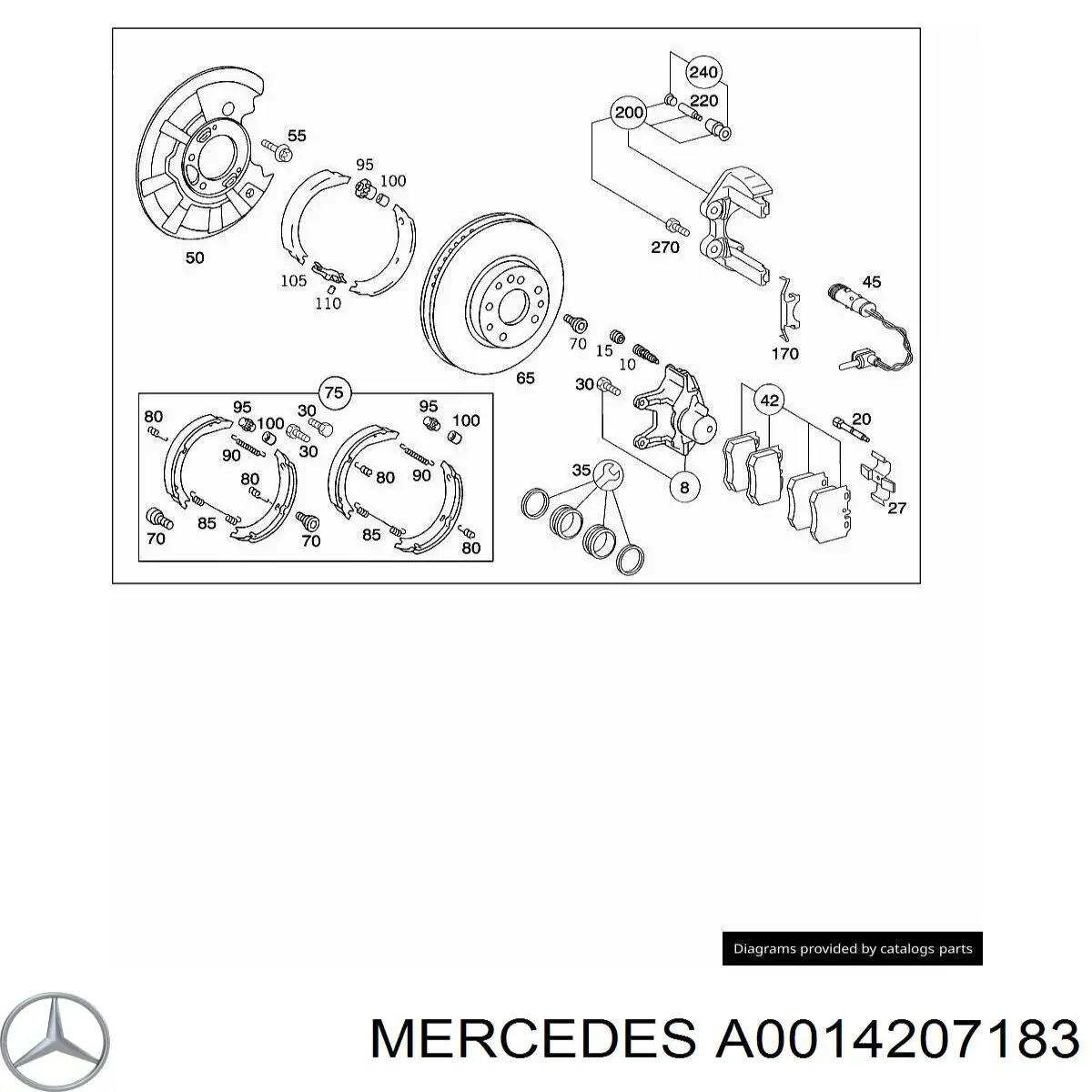 A0014207183 Mercedes суппорт тормозной передний левый
