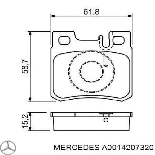 Купить A0014207320 Mercedes Колодки тормозные задние, дисковые