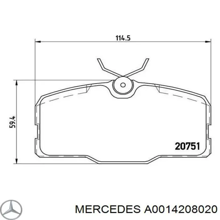 Передние тормозные колодки A0014208020 Mercedes