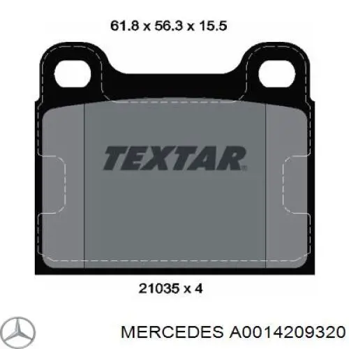 Задние тормозные колодки A0014209320 Mercedes