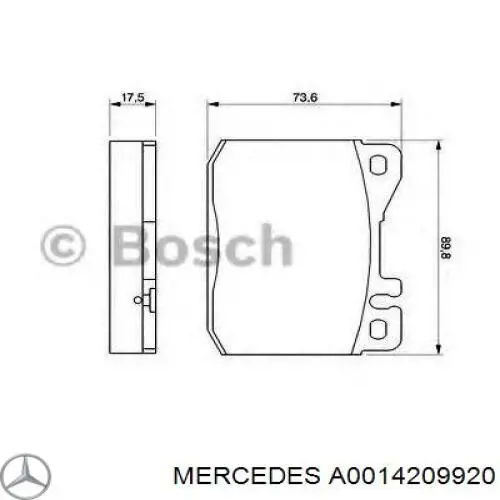 Передние тормозные колодки A0014209920 Mercedes