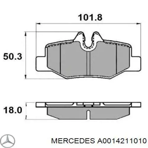 A0014211010 Mercedes колодки тормозные задние дисковые