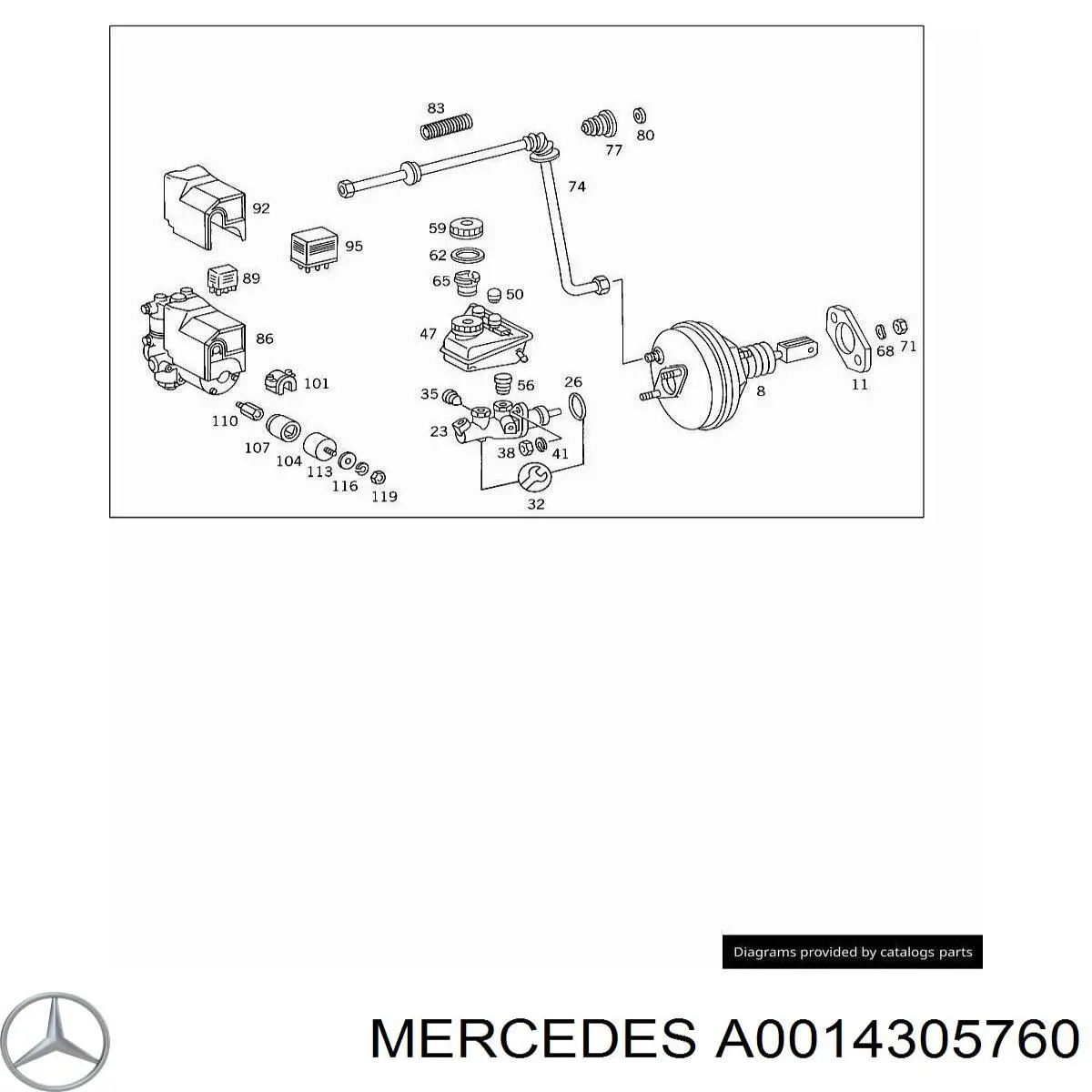 Ремкомплект главного тормозного цилиндра Mercedes A0014305760 цена, от  