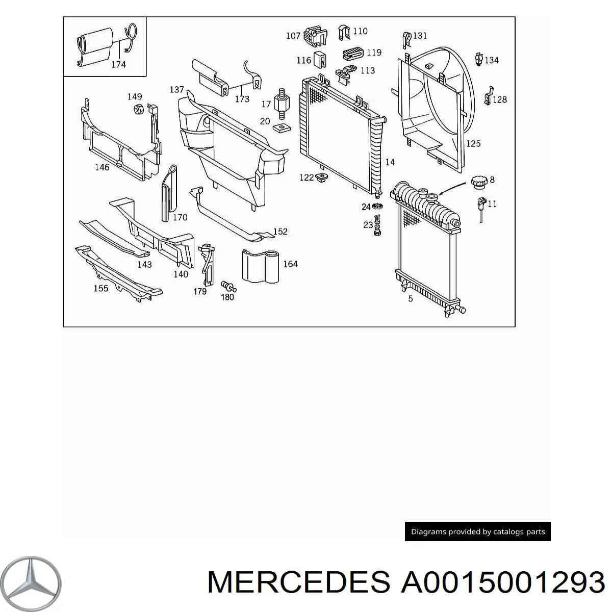 A0015001293 Mercedes электровентилятор охлаждения в сборе (мотор+крыльчатка левый)