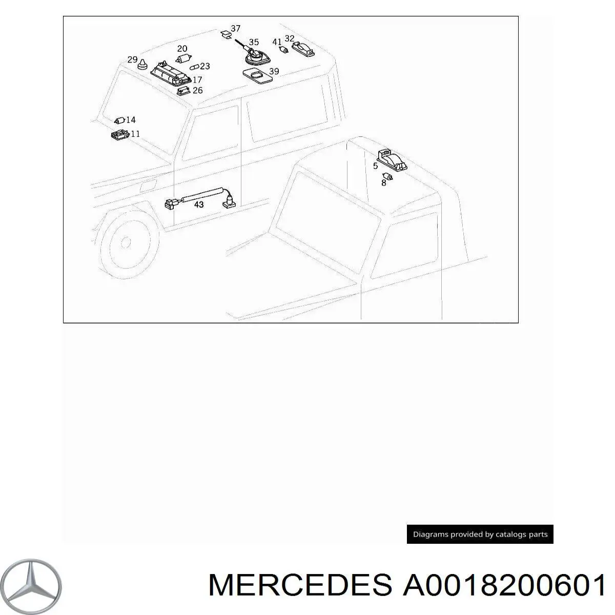 Плафон освещения салона (кабины) задний Mercedes 0018200601 цена, от 5.07 USD