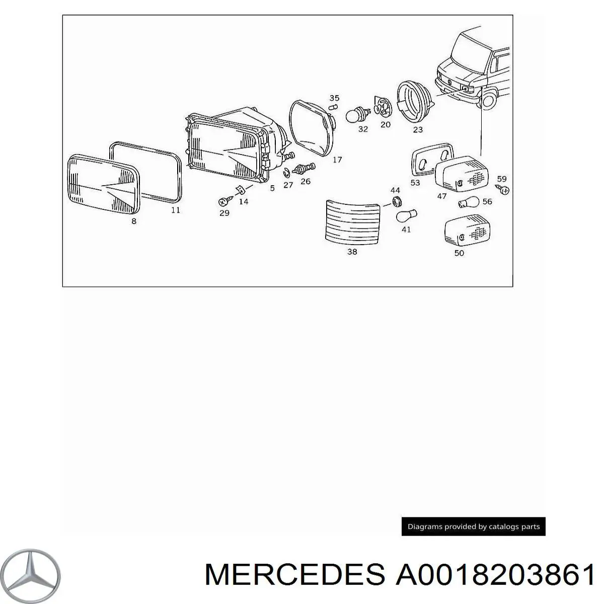 Фара правая A0018203861 Mercedes