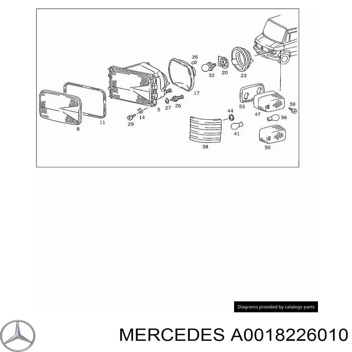 A0018226010 Mercedes стекло указателя поворота левого