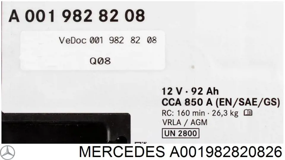 A001982820826 MERCEDES Batería original y equivalente