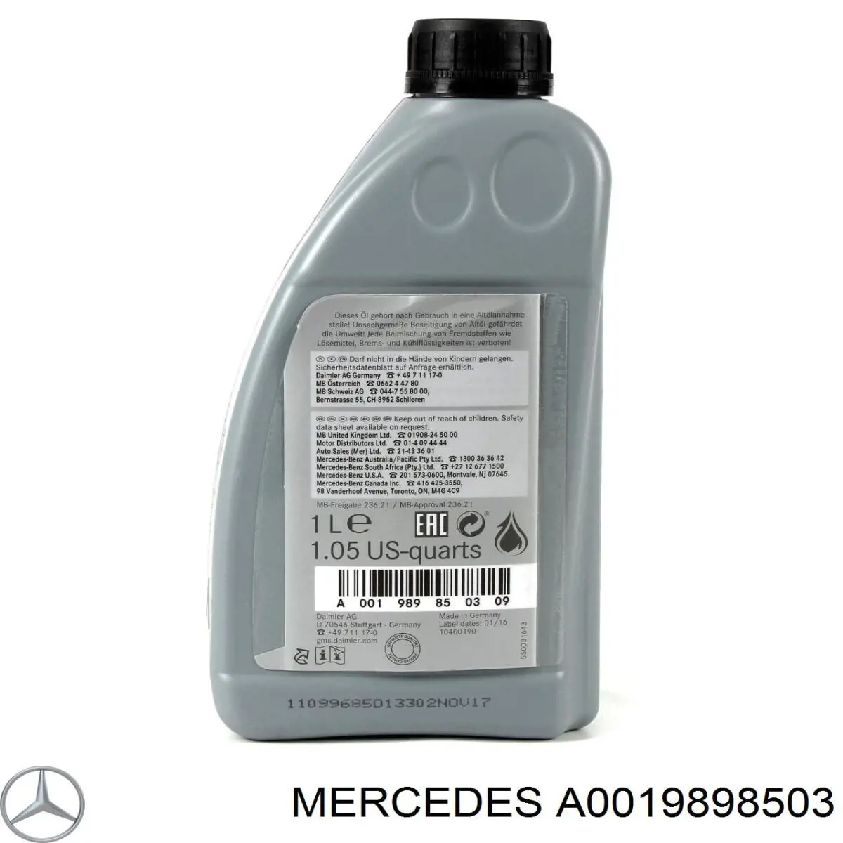 A0019898503 MERCEDES Aceite caja de cambios original y equivalente