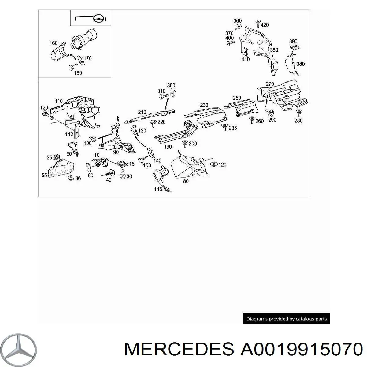 A0019915070 Mercedes cápsula (prendedor de fixação de protetor de lama)