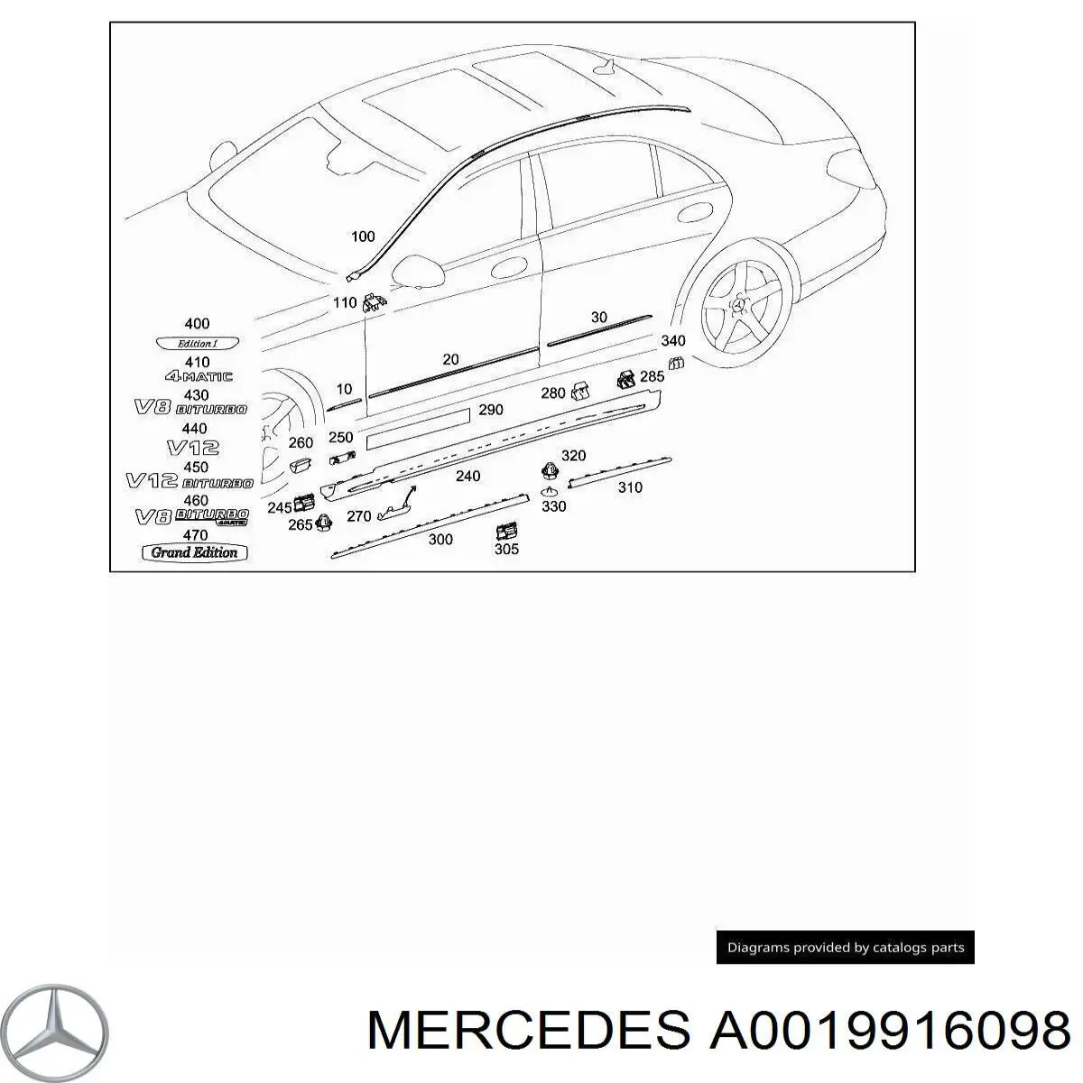 Клипса крепления накладок порогов 0019916098 Mercedes