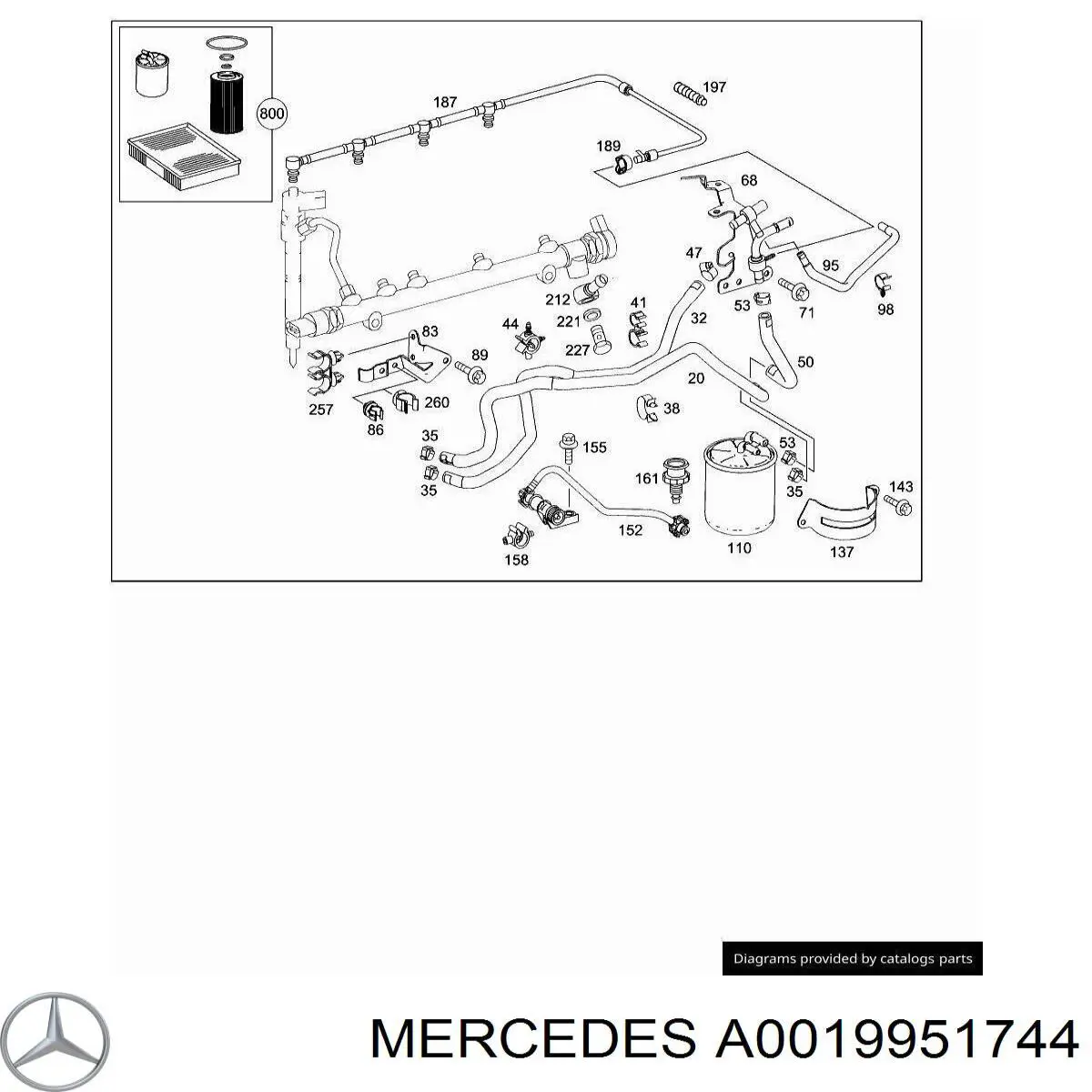 Купить A0019951744 Mercedes Фиксатор (скоба) проводки