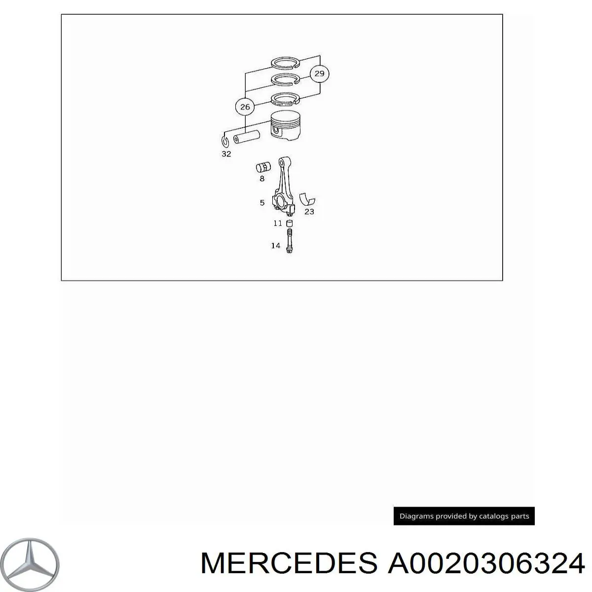0020306324 Mercedes anéis do pistão para 1 cilindro, std.
