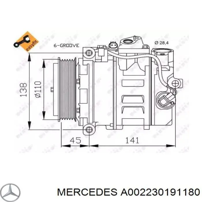 Купить A002230191180 Mercedes Компрессор климатической установки