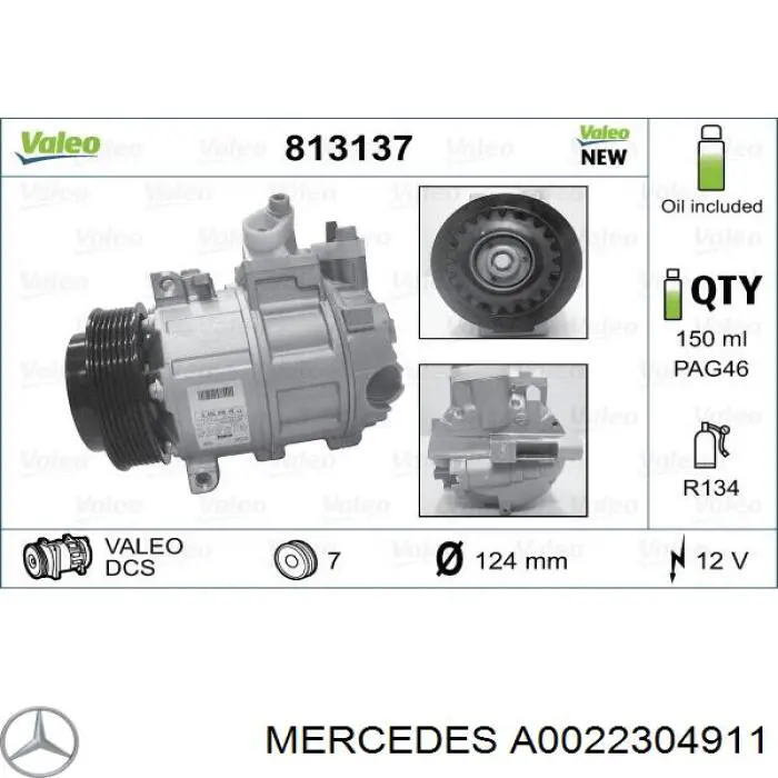 A0022304911 Mercedes compressor de aparelho de ar condicionado