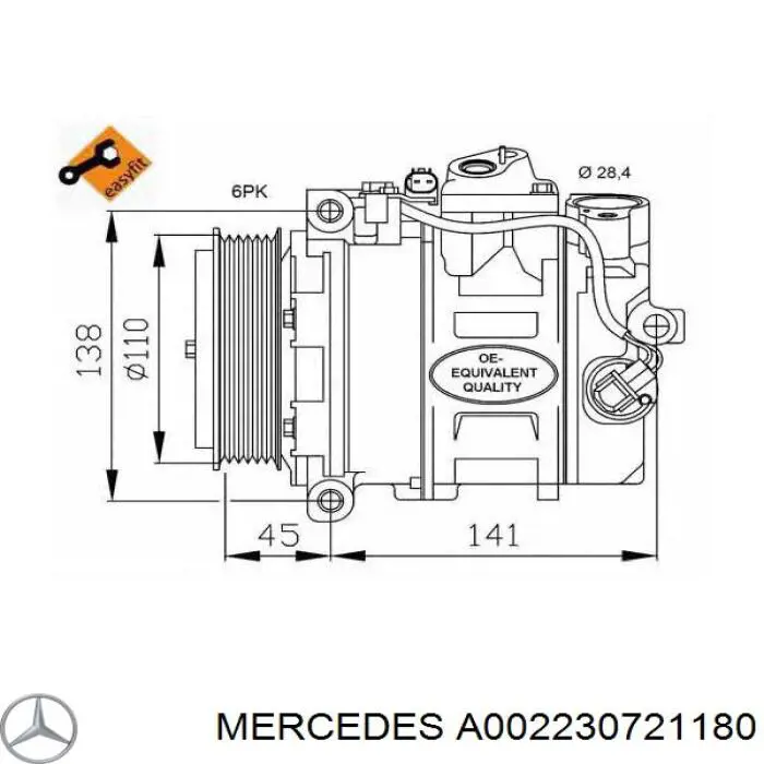 Компрессор системы кондиционирования Mercedes A002230721180 цена, от 317.03 USD