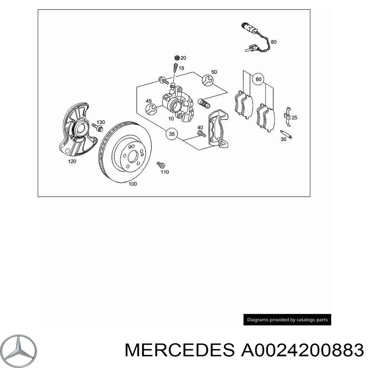 Суппорт тормозной передний левый A0024200883 Mercedes