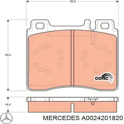Колодки дисковые  Mercedes A0024201820 цена, от 22.88 USD