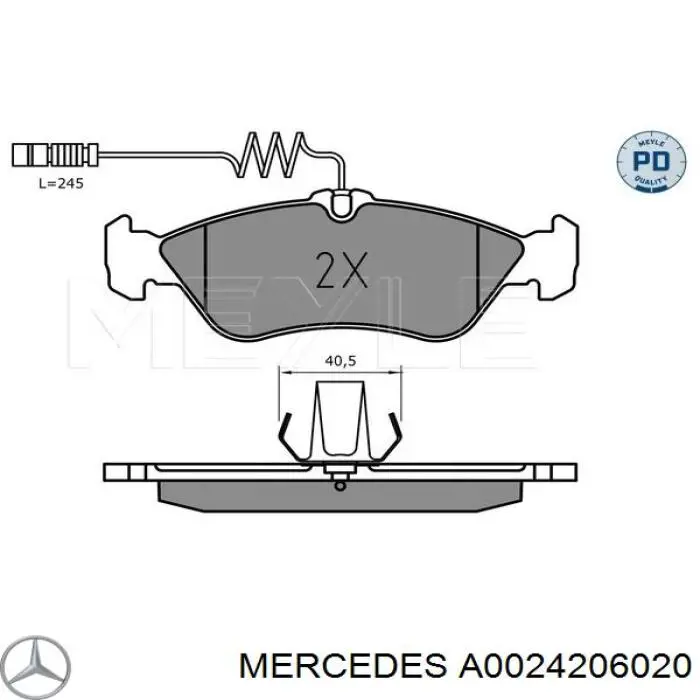 Задние дисковые колодки Mercedes A0024206020