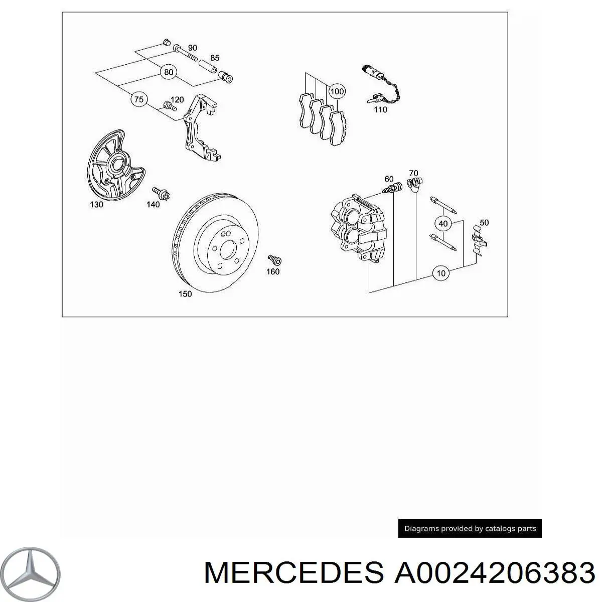 Суппорт тормозной передний левый A0024206383 Mercedes