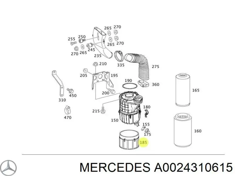 A0024310615 Mercedes осушитель воздуха пневматической системы