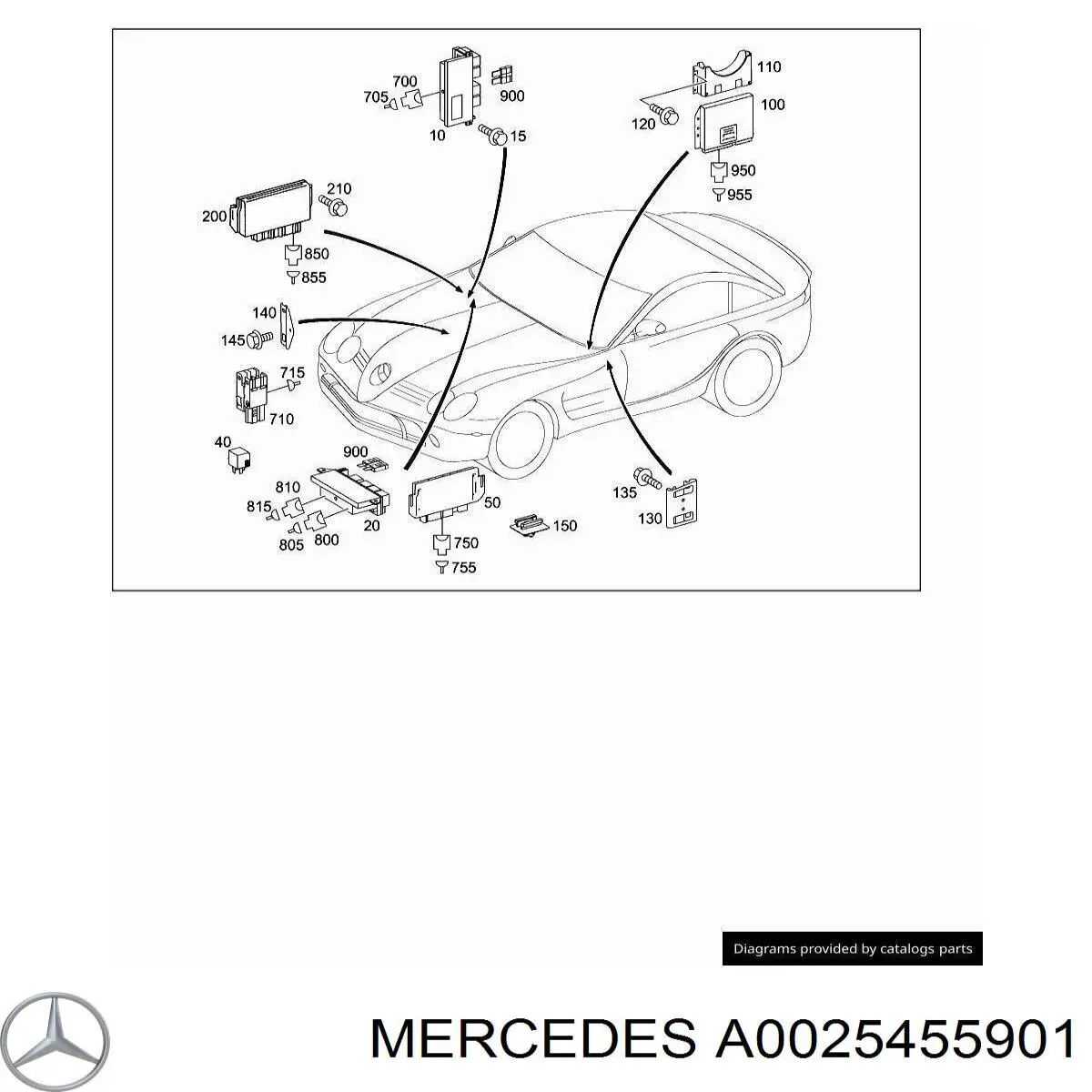 0025455901 Mercedes Монтажный блок предохранителей