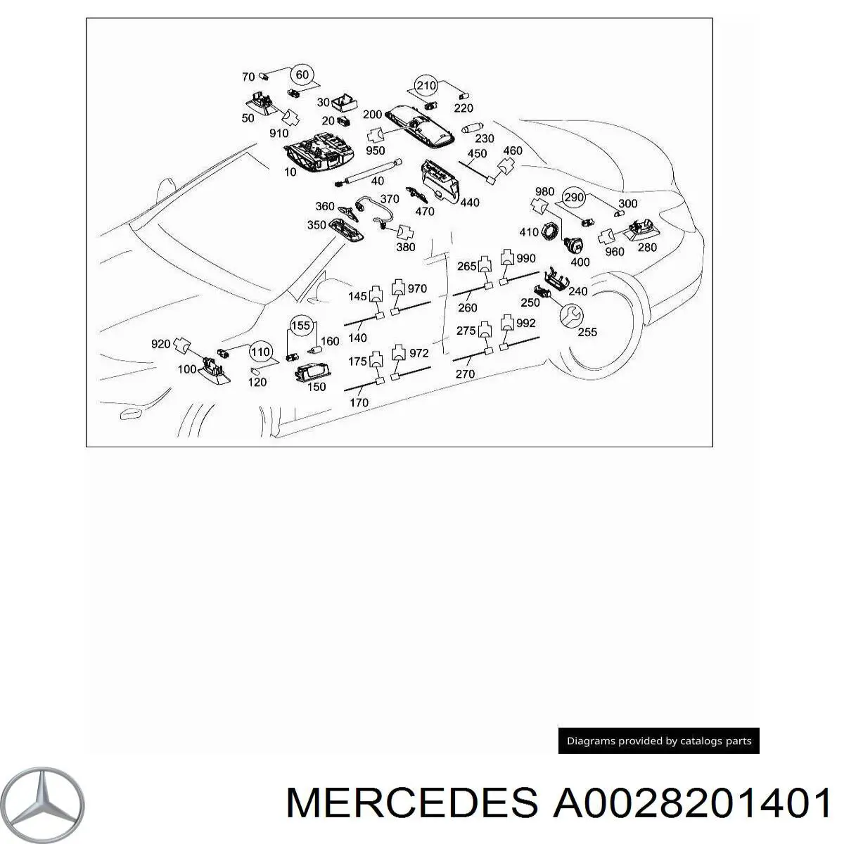 A0028201401 Mercedes Лампочка освещения салона