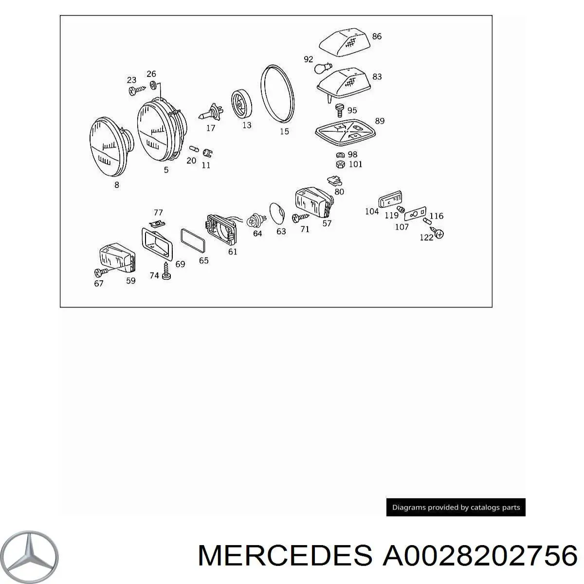 A0028202756 Mercedes фара противотуманная левая