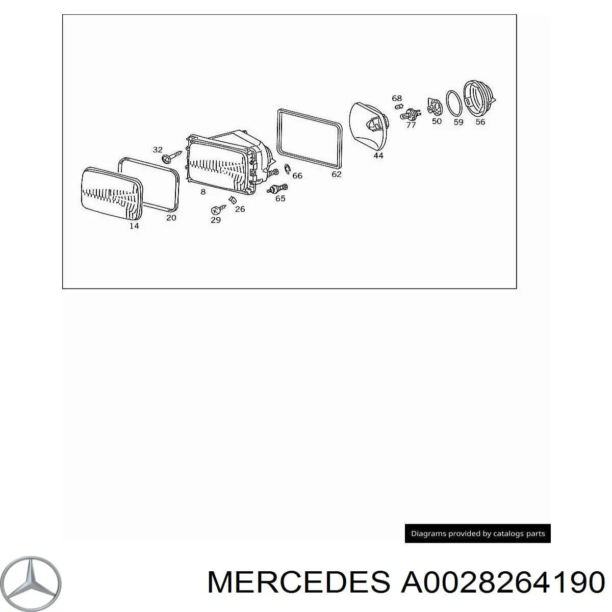 Стекло фары левой A0028264190 Mercedes