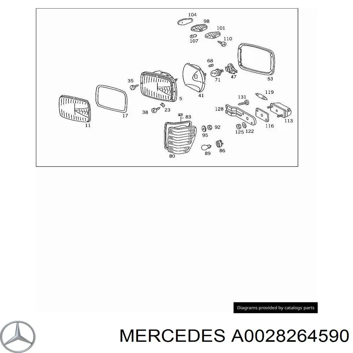 Купить 0028264590 Mercedes Стекло фары правой