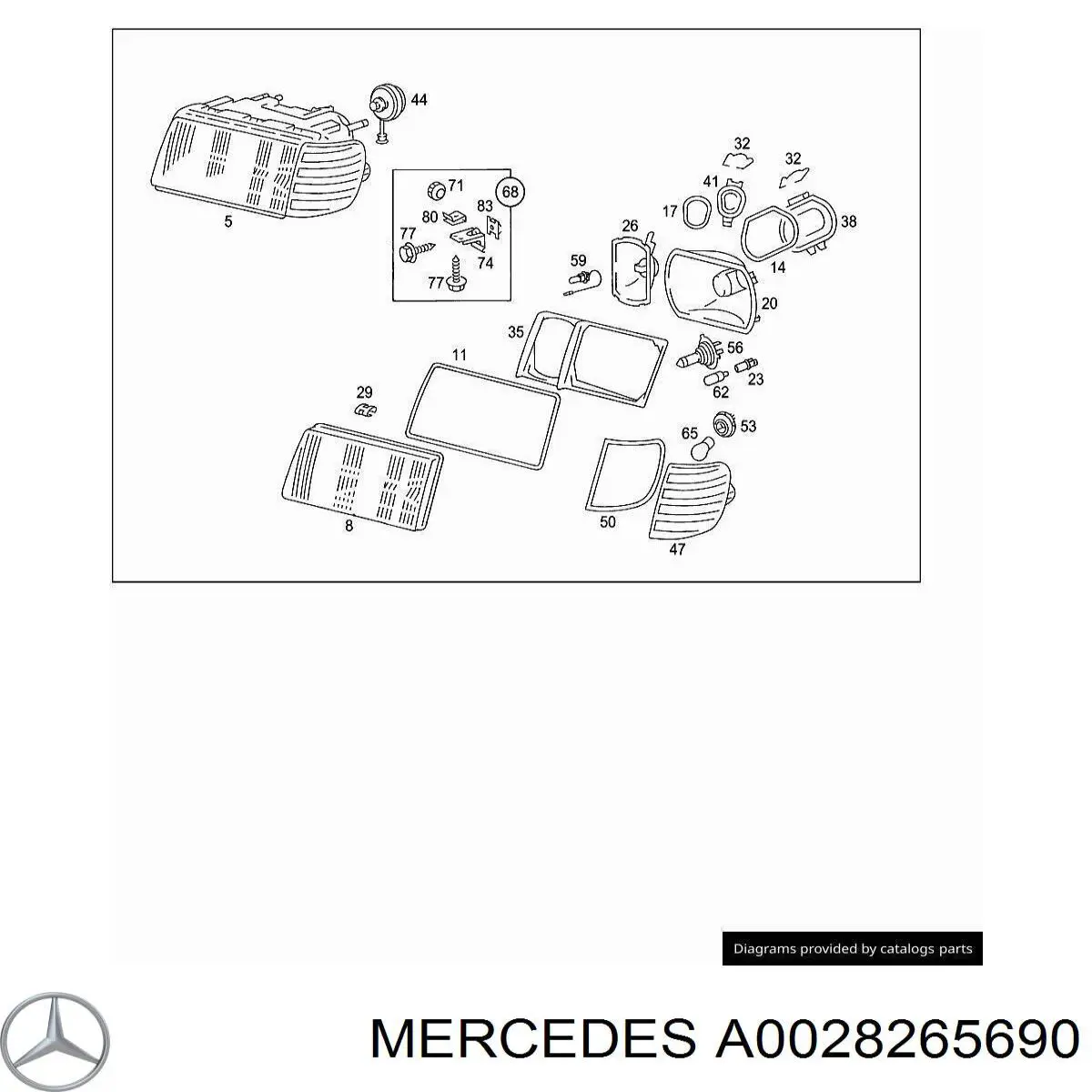 Vidro da luz esquerda para Mercedes S (W126)