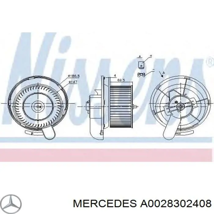 A0028302408 Mercedes motor de ventilador de forno (de aquecedor de salão)