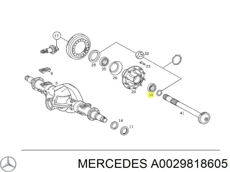 Подшипник ступицы задней наружный A0029818605 Mercedes