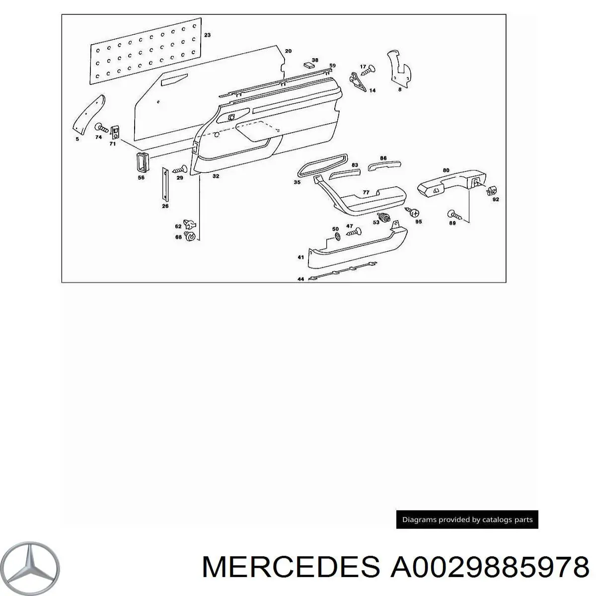 Клипса крепления накладок порогов A0029885978 Mercedes