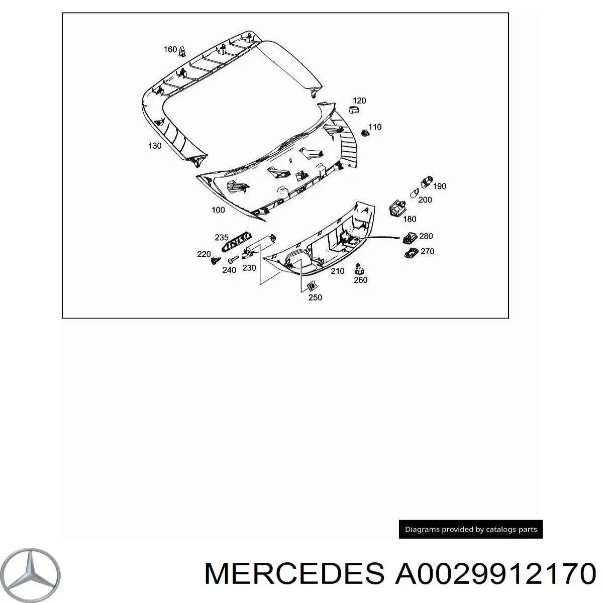 Пистон (клип) крепления обшивки крышки багажника 0029912170 Mercedes