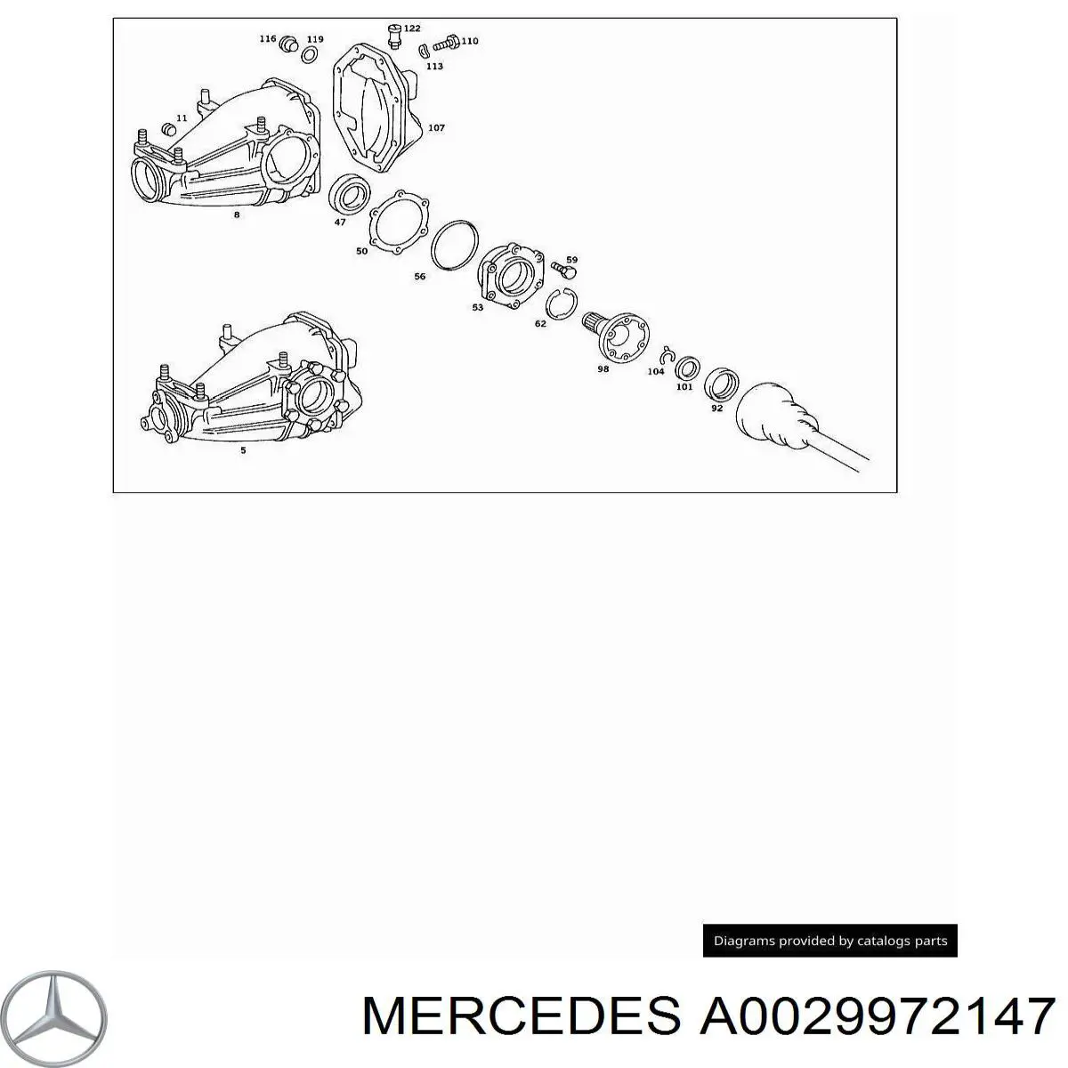 Сальник хвостовика редуктора заднего моста A0029972147 Mercedes