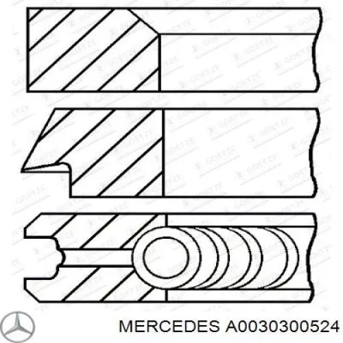 A0030300524 Mercedes Поршневые кольца на 1 цилиндр, STD