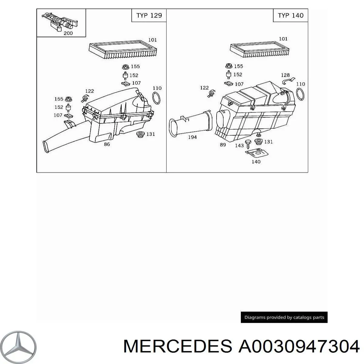 A0030947304 Mercedes воздушный фильтр