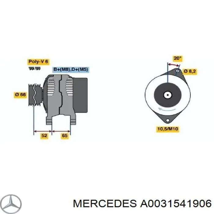 A0031541906 Mercedes реле-регулятор генератора (реле зарядки)