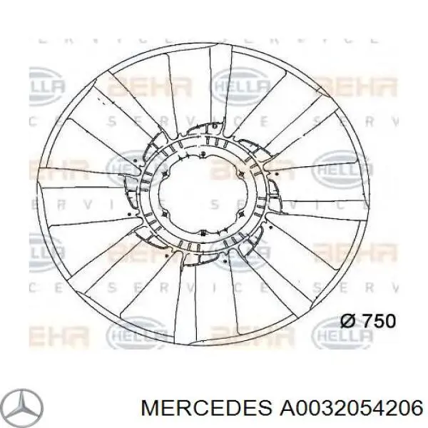 A0032054206 Mercedes вентилятор (крыльчатка радиатора охлаждения)