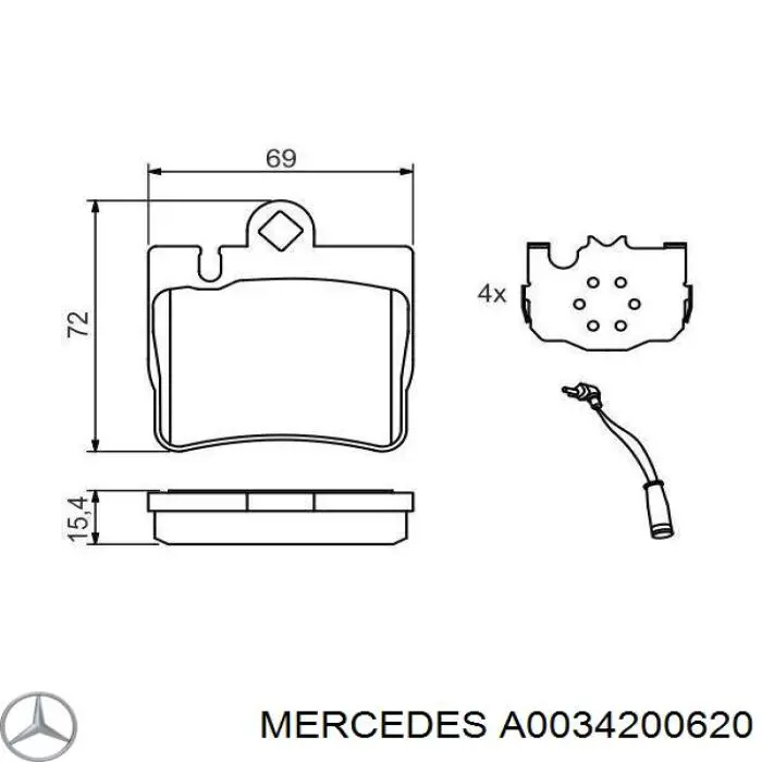 A0034200620 Mercedes Колодки тормозные дисковые комплект