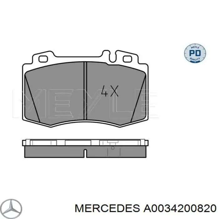 Передние тормозные колодки A0034200820 Mercedes