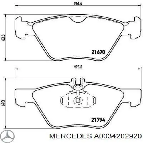Колодки Mercedes A0034202920 цена, от 19.73 USD