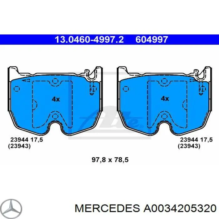 A003 420 53 20 Mercedes колодки тормозные передние дисковые