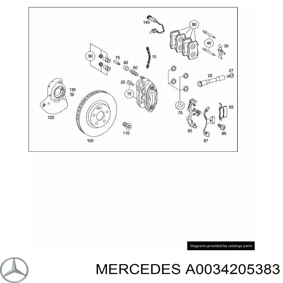 Супорт тормзной Mercedes A0034205383 цена, от 41.81 USD