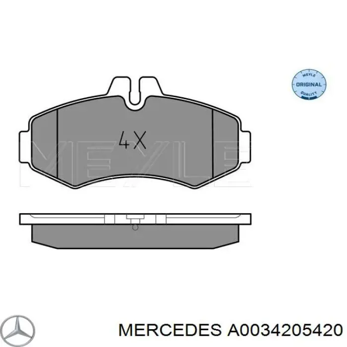 Колодки тормозные передние дисковые MERCEDES A0034205420