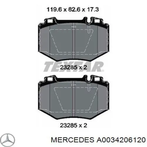 Передние тормозные колодки A0034206120 Mercedes