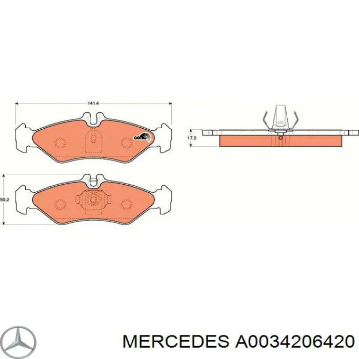 Задние тормозные колодки A0034206420 Mercedes