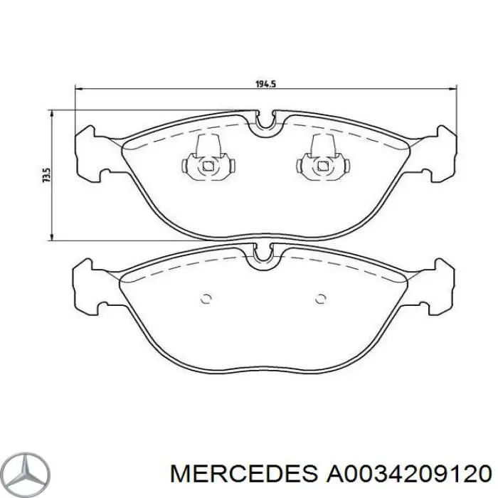 A0034209120 Mercedes колодки тормозные передние дисковые